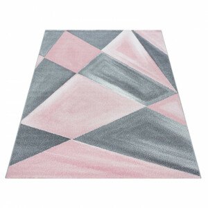 Koberec Beta geometrie, růžový / šedý