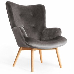 Křeslo MOSS sametové šedé SS22 925805