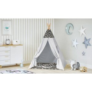 Dětský stan Tipi obláčky černý/šedý