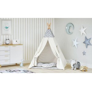 Dětský stan Tipi obláčky šedý/béžový