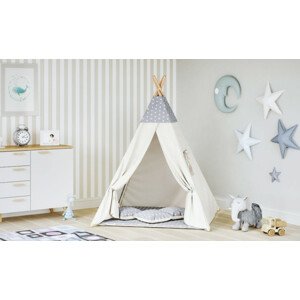 Dětský stan Tipi hvězdy šedý / béžový