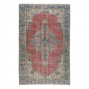 Ručně tkaný vlněný koberec Vintage 10525 ornament / květy, červený / modrý