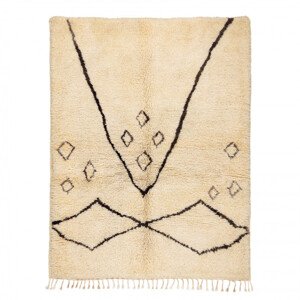 Ručně tkaný vlněný koberec BERBER BJ1124 Boujaad berber Boho, béžový / černý