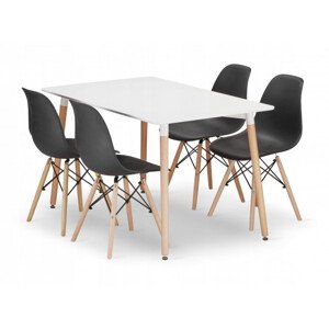 Jídelní stůl ADRIA bílý se čtyřmi židlemi OSAKA černé
