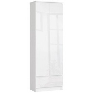 Uzavřený regál R60 2D 1SZ CLP bílý / bílý lesk