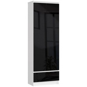 Uzavřený regál R60 2D 1SZ CLP bílý / černý lesk