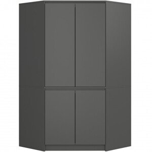 Rohová šatní skříň S 100 4D CLP grafitová / šedá