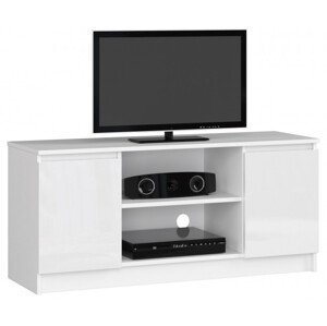 Stolek pod TV RTV 120 2D 1P bílý, lesk