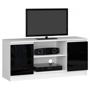 Stolek pod TV RTV 120 2D 1P černý, lesk