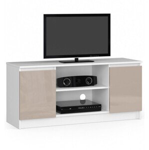 Stolek pod TV RTV 120 2D 1P bílý / cappuccino, lesk