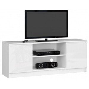 Stolek pod TV RTV 140 2D 1P bílý, lesk