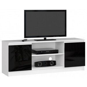 Stolek pod TV RTV 140 2D 1P bílý / černý, lesk