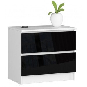 Noční stolek K60 2SZ CLP černý, lesk