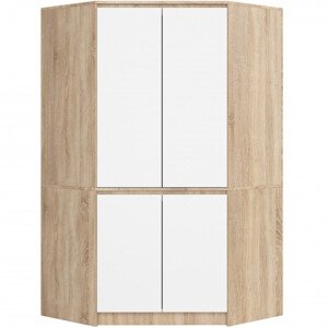 Rohová skříň S100 4D CLP dub sonoma / bílá