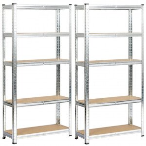 Set 2 kovových regálů 70x30x154 stříbrný