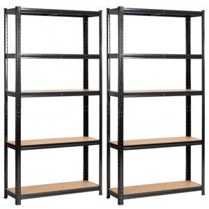 Set 2 kovových regálů 90x30x180 černý