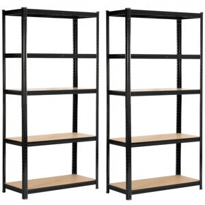 Set 2 kovových regálů 90x40x180 černý