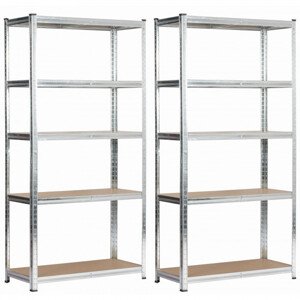 Set 2 kovových regálů 90x40x180 stříbrný