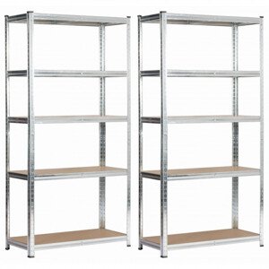 Set 2 kovových regálů 80x40x180 stříbrný