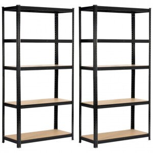 Set 2 kovových regálů 80x40x180 černý