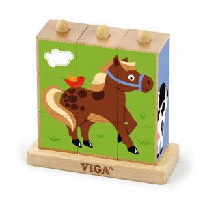 Puzzle kostky Viga 50833 farma