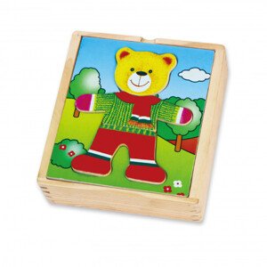 Dřevěné oblékací puzzle Viga 56401 medvídek