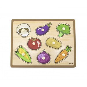 Puzzle na podložce s držadly Viga 44578 zelenina