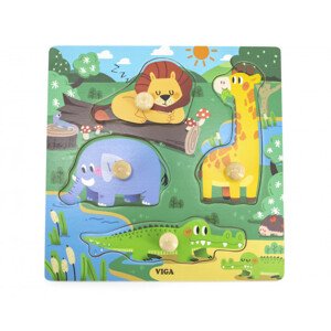 Puzzle s držadly Viga 44593 divoká zvířátka