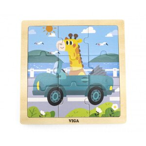 Puzzle na podstavci Viga 44629 9 dílků - auto