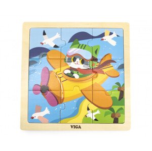 Puzzle na podstavci Viga 44632 9 dílků - letadlo