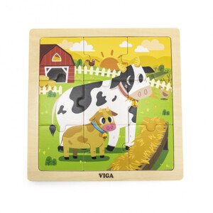 Puzzle na podstavci Viga 44623 9 dílků - kráva