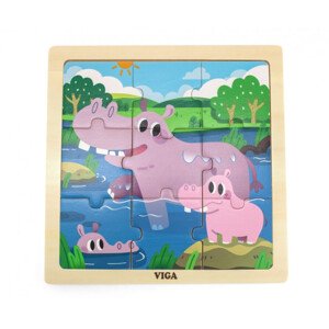 Puzzle na podstavci Viga 44628 9 dílků - hroch
