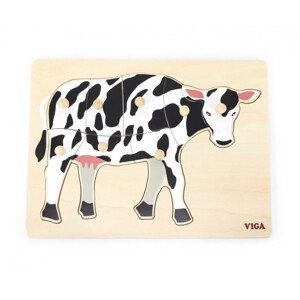 Puzzle na podložce s držadly Viga 44608 kráva