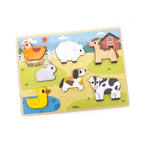 Puzzle na podložce Viga 44702 7 dílků - farma