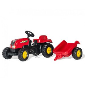 Šlapací traktor s vlečkou Rolly Toys 012121 červený