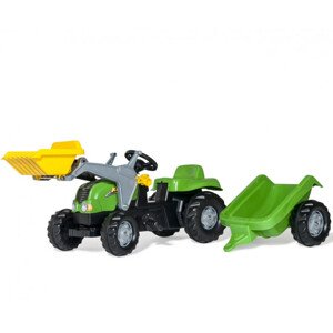 Šlapací traktor s přívěsem a lžící Rolly Toys 023134 zelený