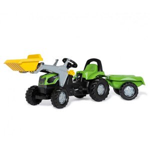 Šlapací traktor s přívěsem a lžící Rolly Toys 023196 Fahir 5115G TB