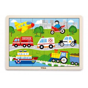 Puzzle na podstavci Viga 51462 24 dílků - vozidla ve městě