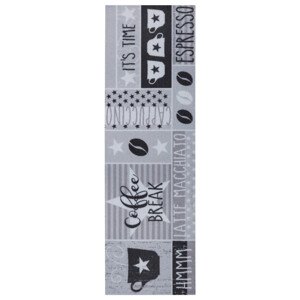 Koberec / Běhoun Hanse Home Cook & Clean Its Time For Espresso šedý / černý / bílý