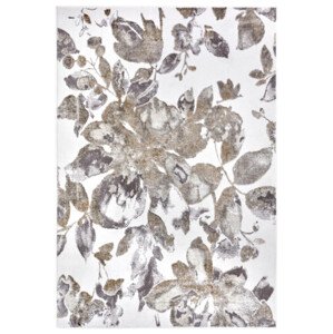 Koberec Shine Floral bílý / šedý / hnědý