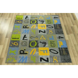 Dětský koberec Blackboard šedý / vícebarevný