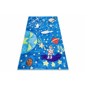 Dětský koberec protiskluzový BAMBINO 2265 Kosmos, raketa modrý