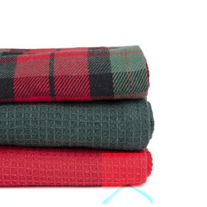 Sada kuchyňských utěrek TARTAN červená / zelená 870557
