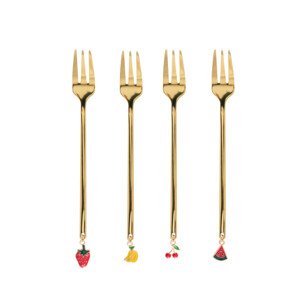 Sada čtyř dezertních vidliček BLANE SUMMER zlatá 849287