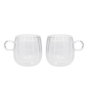 Sada dvou šálků CEMBRA GROOVE s dvojitým dnem, průsvitné 888149 250 ml (2 ks)