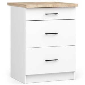 Spodní kuchyňská skříňka s deskou OLIWIA S60 3S bílá