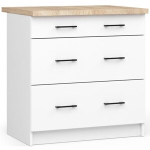 Spodní kuchyňská skříňka s deskou OLIWIA S80 3SZ bílá