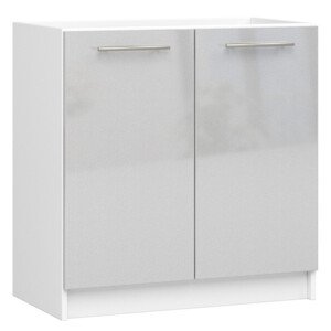 Spodní kuchyňská skříňka pod dřez OLIWIA S80 bílá / metalická, lesk