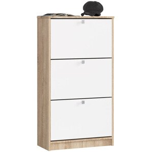 3 křídlový botník 60 cm, dub sonoma / bílý