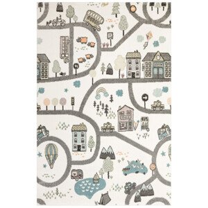 Dětský koberec Lima 9376A uličky, krémový / světle šedý